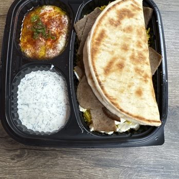 The Egyptian taste - Gyro plate with tzatziki sauce and substitute baba ghanoosh for tomatoes and onions. - Mediterranean Near Me - Maryville, Tennessee