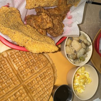 Gritz Cafe - Big Gritz breakfast: 2 wings 2 catfish eggs waffle - Soul Food Near Me - Las Vegas, Nevada Gritz Cafe - Big Gritz breakfast: 2 wings 2 catfish eggs waffle - Soul Food Near Me - Las Vegas, Nevada