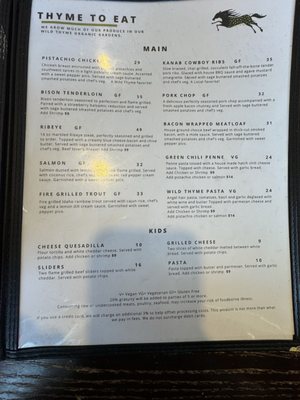Menu photo 5 Wild Thyme Bistro Kanab, UT
