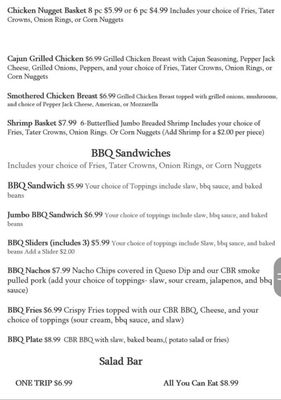Menu photo 1 CBR Restaurant Dresden, TN