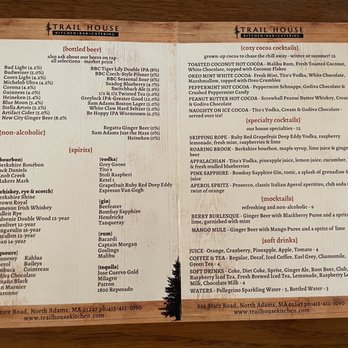 Trail House Kitchen & Bar - Drink menu - Bars Near Me - North Adams, Massachusetts Trail House Kitchen & Bar - Drink menu - Bars Near Me - North Adams, Massachusetts