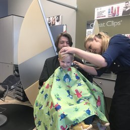 Liz giving my 2 year old a trim.