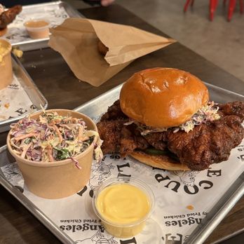 Le Coupe - Fried Chicken Sandwich, Cabbage and Kale Slaw, Honey Mustard. Don't let the picture fool you... the sandwich is huge. - Southern Near Me - Los Angeles, California Le Coupe - Fried Chicken Sandwich, Cabbage and Kale Slaw, Honey Mustard. Don't let the picture fool you... the sandwich is huge. - Southern Near Me - Los Angeles, California