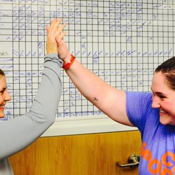Ethos Fitness + Performance - Kenzie and Chris high-5 after successful 12 week programs