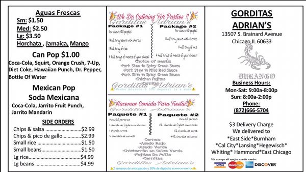 Menu photo 1 Gorditas Adrian's Chicago, IL Menu photo 1 Gorditas Adrian's Chicago, IL