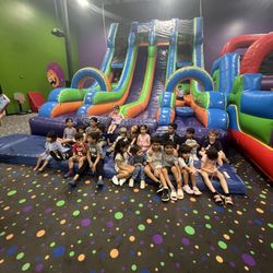 Pump It Up | Pleasanton - 2nd room with huge slides, bubble machine, balloon drop and a rock wall (extra charges for the last 2 items)