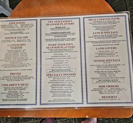 Menu photo 2 Captain Nance's Calabash, NC Menu photo 2 Captain Nance's Calabash, NC