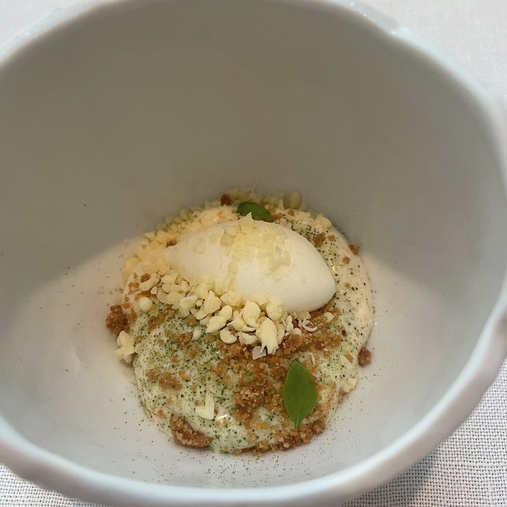 Oria - Basil water with creamy raw almond and lemon peel ice cream - Mediterranean Near Me - Barcelona, B Oria - Basil water with creamy raw almond and lemon peel ice cream - Mediterranean Near Me - Barcelona, B