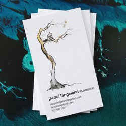 Bug Press - Custom ultrathick business cards for Jacqui Langeland illustration.