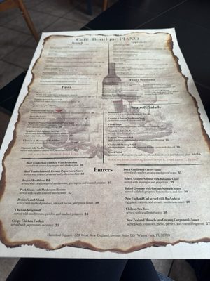 Menu photo 5 Cafe-Boutique Piano Winter Park, FL