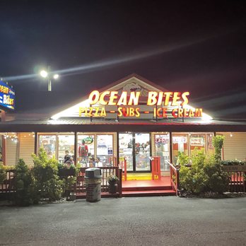 Ocean Bites - the front of the restaurant at night - Fast Food Near Me - Ocean City, Maryland