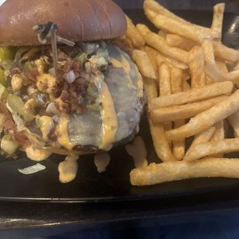 Backroads Burger & Bar - STACS burger with fries - Burgers Near Me - Plainfield, Illinois