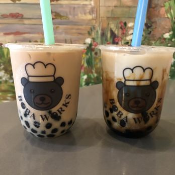 Boba Works - Lavender Earl & Brown Sugar Tiger Milk Tea (both with boba pearls of course!) - Bakeries Near Me - Ocean City, New Jersey