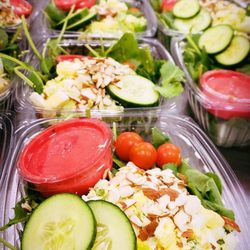 Plant based containers packed with organic veggies and lean protein!
