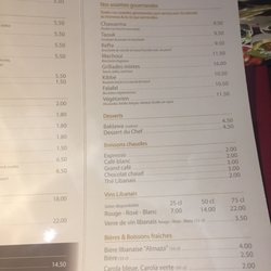 Le Sultan - Carte du restaurant
