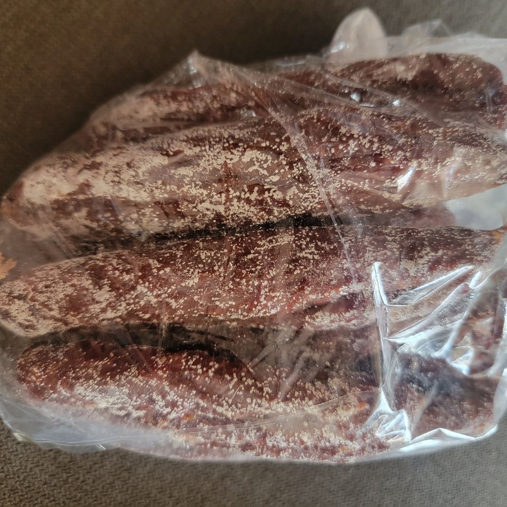 landjeagers were good, but after 2 days, mold started growing on them. landjeagers were good, but after 2 days, mold started growing on them.