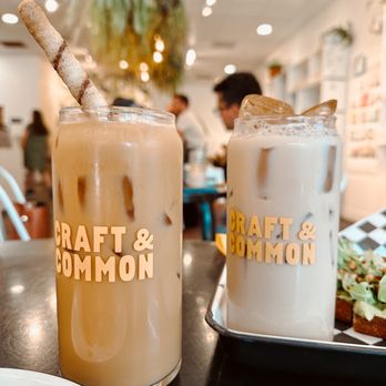 Craft & Common - HAZELNUT TOFFEE LATTE - large and ICED BANANA CHAI - large - Coffee & Tea Near Me - Orlando, Florida