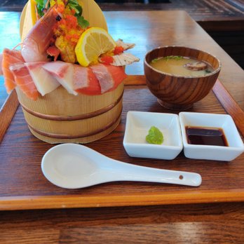 Raisu - Deluxe seafood bowl $38 - assorted sashimi pieces on top of rice + miso soup - Japanese Near Me - Vancouver, British Columbia Raisu - Deluxe seafood bowl $38 - assorted sashimi pieces on top of rice + miso soup - Japanese Near Me - Vancouver, British Columbia