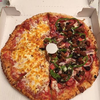 Vocelli's Pizza - Half Quattro cheese and half deluxe - Pizza Near Me - Mount Airy, Maryland