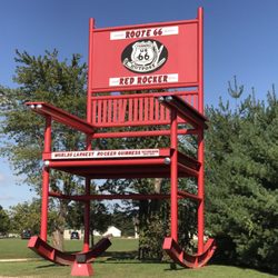 Fanning US 66 Outpost - This place is out of business but the rocking chair still stands and it's red now!