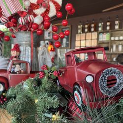 The inside decorated for the holidays
