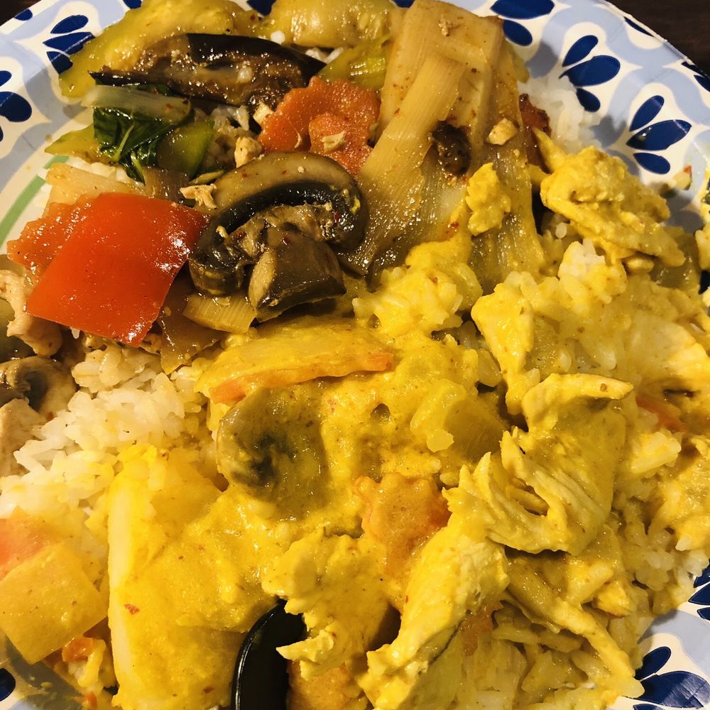 Thai Jasmine - Mixture of the Yellow Curry and Jungle Curry on my plate. - Thai Near Me - Fayetteville, Georgia Thai Jasmine - Mixture of the Yellow Curry and Jungle Curry on my plate. - Thai Near Me - Fayetteville, Georgia