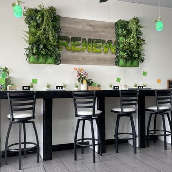 RENEW Smoothies & Salads - a bar with stools - Juice Bars & Smoothies Near Me - Lauderhill, Florida RENEW Smoothies & Salads - a bar with stools - Juice Bars & Smoothies Near Me - Lauderhill, Florida