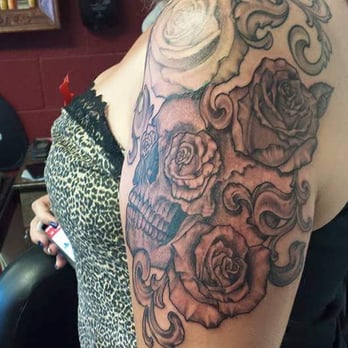 King Cobra Tattoo - Skull with roses - Tattoo Near Me - Oakley, California King Cobra Tattoo - Skull with roses - Tattoo Near Me - Oakley, California
