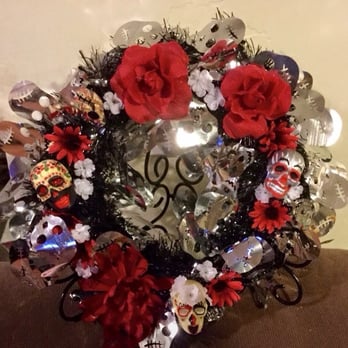 Dollar Tree - Day of the dead wreath I made for my Grandma's grave-she liked red. All of the items came from dollar tree! - Discount Store Near Me - Arroyo Grande, California