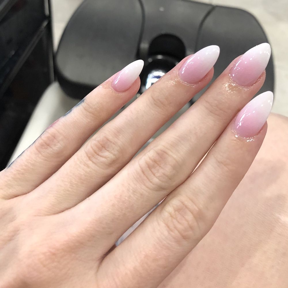VMC Spa Pro Nails - Pink and white ombré, almond acrylics. - Nail Salons Near Me - Austin, Texas VMC Spa Pro Nails - Pink and white ombré, almond acrylics. - Nail Salons Near Me - Austin, Texas