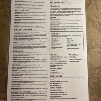 Ted's Montana Grill - Latest menu with significant price increases in the past year. - Burgers Near Me - Buford, Georgia