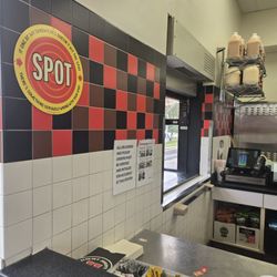 View from the end of one sandwich counter