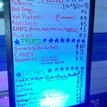 Blue Starlite Mini Urban Drive-In - Snack stand menu - Drive-In Theater Near Me - Austin, Texas Blue Starlite Mini Urban Drive-In - Snack stand menu - Drive-In Theater Near Me - Austin, Texas