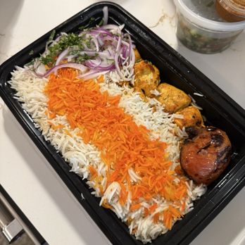 3 Chefs Persian - #9. Jujeh & Shish kebab with basmati rice. - Persian/Iranian Near Me - Aurora, Illinois