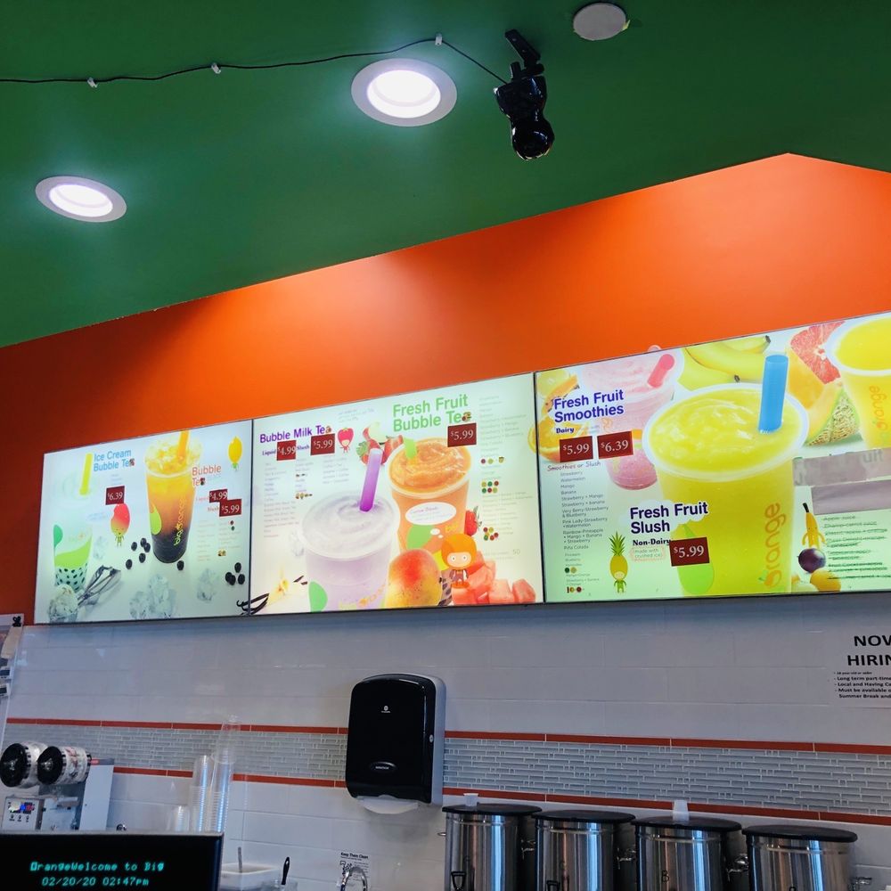 Big Orange - menus on the wall of a fast food restaurant - Bubble Tea Near Me - Bellingham, Washington Big Orange - menus on the wall of a fast food restaurant - Bubble Tea Near Me - Bellingham, Washington
