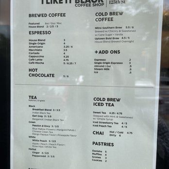I Like It Black - Menu outside - Coffee & Tea Near Me - New York, New York I Like It Black - Menu outside - Coffee & Tea Near Me - New York, New York