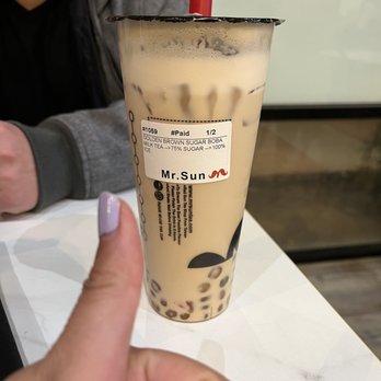 Mr Sun Tea - Earl Gray Milk Tea with Golden Boba - Bubble Tea Near Me - Sacramento, California