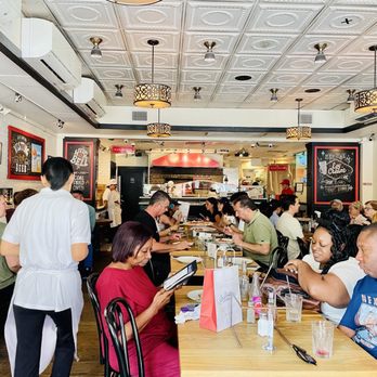 Interior of Juliana's Pizza restaurant in Dumbo showing coal-fired oven