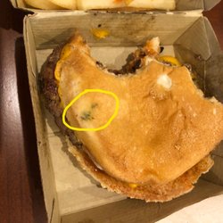 McDonald's - Green mold on one of the two stale Quarter Pounder with Cheese burgers