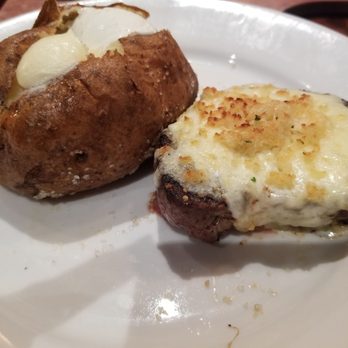 LongHorn Steakhouse - Flo's 8 oz Fliet topped with Parmesan Crust and baked potato with butter and sour cream. YUM!! - Steakhouses Near Me - Indianapolis, Indiana