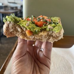 Village Baker - Avocado toast with tomato, basil & sunflower seed