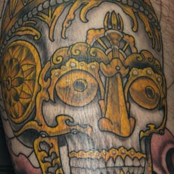 Just Good Tattoos - Tibetan full dress skull