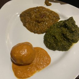 Malai Kofta (front), Makhani Dal (left corner), Paneer Saag (right corner) Malai Kofta (front), Makhani Dal (left corner), Paneer Saag (right corner)