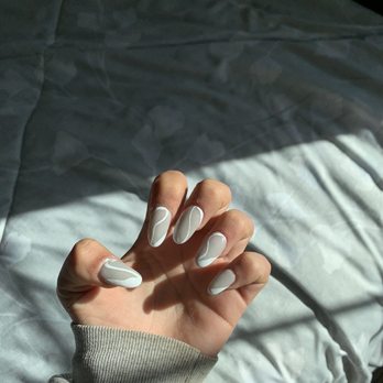 Nails By N - powder acrylic oval shape with design - Nail Salons Near Me - North Hollywood, California Nails By N - powder acrylic oval shape with design - Nail Salons Near Me - North Hollywood, California