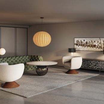 Claudia Interior Design - Laguna Beach Condo Project.  A super small space, which made it challenging designed with a mid-century modern vibe. - Interior Design Near Me - Laguna Beach, California
