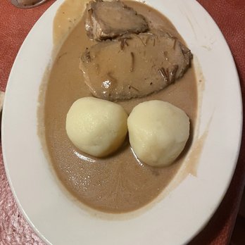 Villa Europa - Sauerbraten with potato dumplings, just the right amount of sour, zesty and hot - German Near Me - Augusta, Georgia