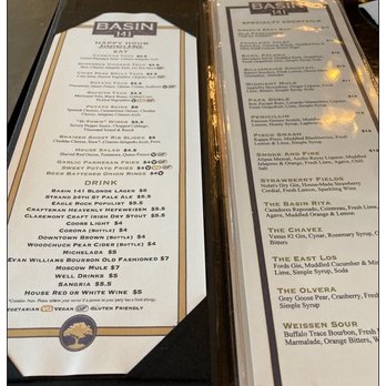 Basin 141 - Drink menu. - Gastropubs Near Me - Monrovia, California