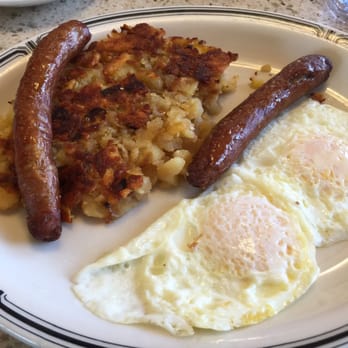 Stop 20 Diner - #1 on the breakfast menu - 2 eggs over easy hash and sausage. - Diners Near Me - Elmont, New York Stop 20 Diner - #1 on the breakfast menu - 2 eggs over easy hash and sausage. - Diners Near Me - Elmont, New York