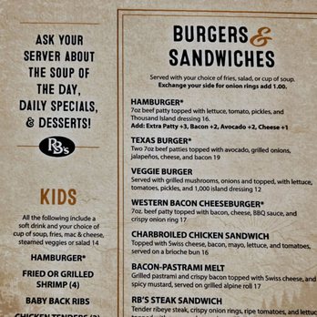 RB's Steakhouse - Menu March 2026 - Steakhouses Near Me - Lake Arrowhead, California RB's Steakhouse - Menu March 2026 - Steakhouses Near Me - Lake Arrowhead, California