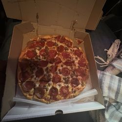 Emma's Frosty Kreme & Pizza - 12 inch thin crust Pepperoni and Sausage Pizza